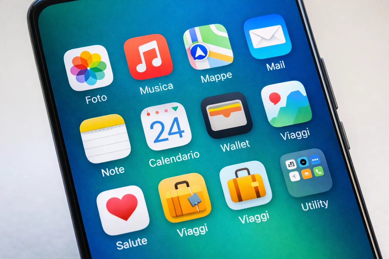 Diverse icone di app su uno schermo di smartphone