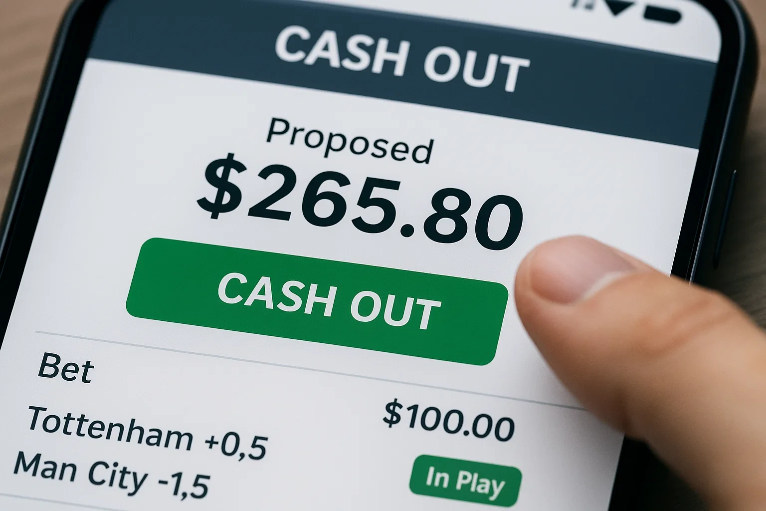 Schermata di cash out con pulsante di conferma e importo proposto