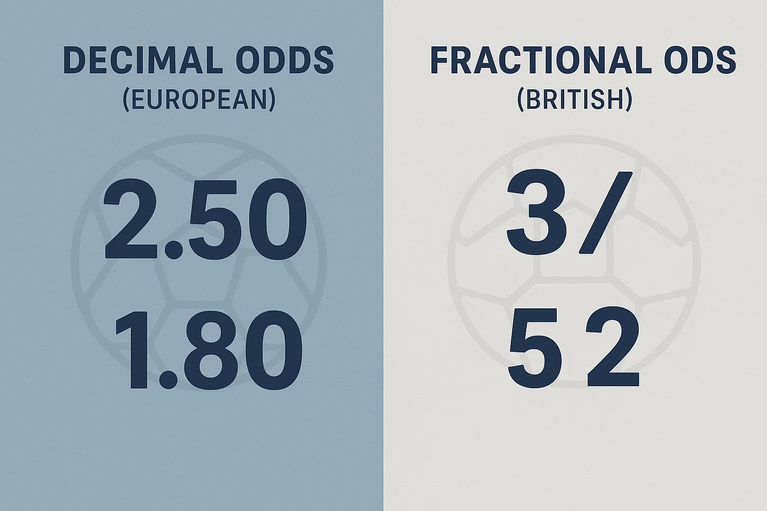 Confronto visivo tra quote decimali europee e quote frazionarie britanniche