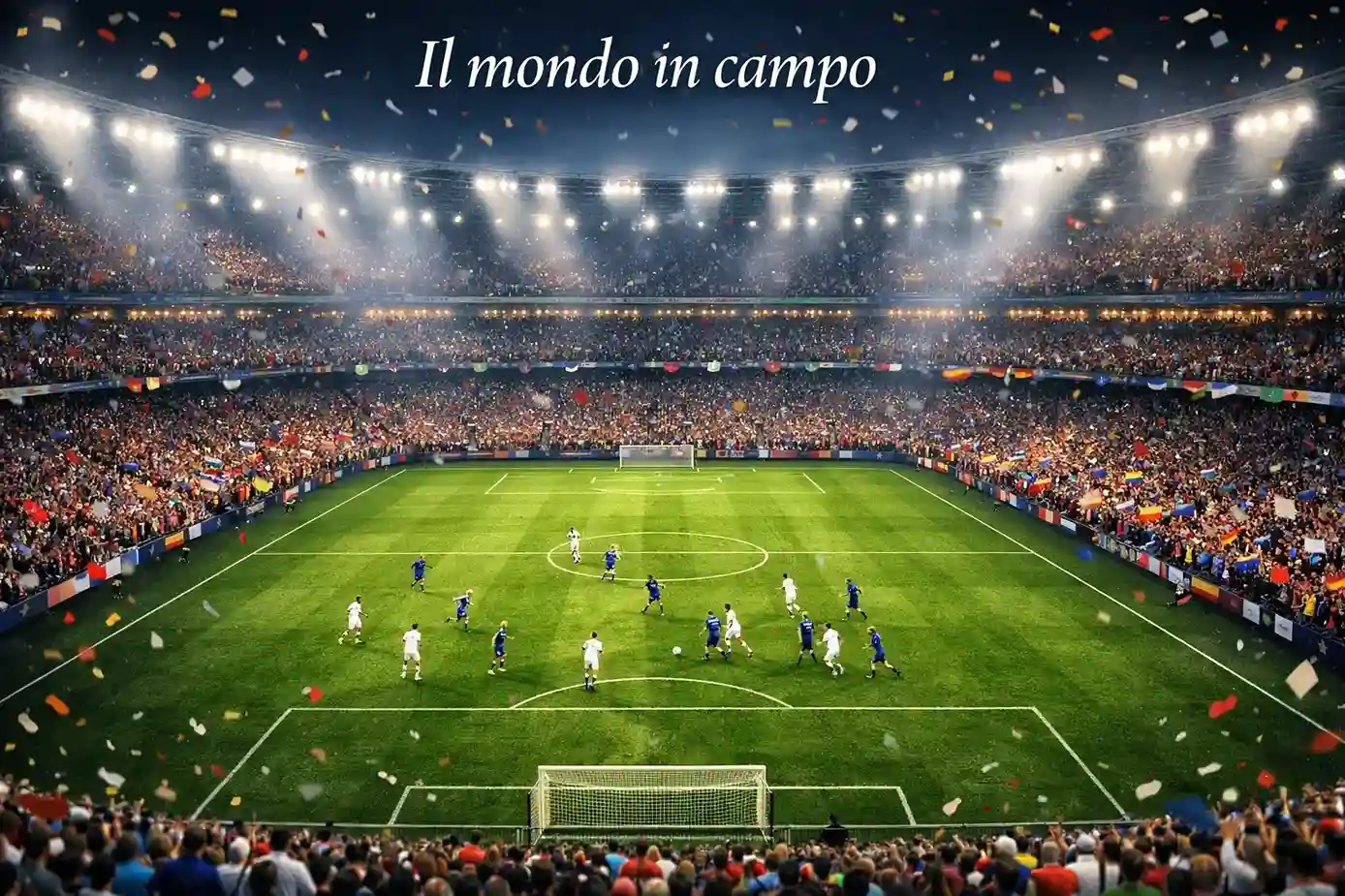 Stadio gremito durante una partita internazionale di calcio