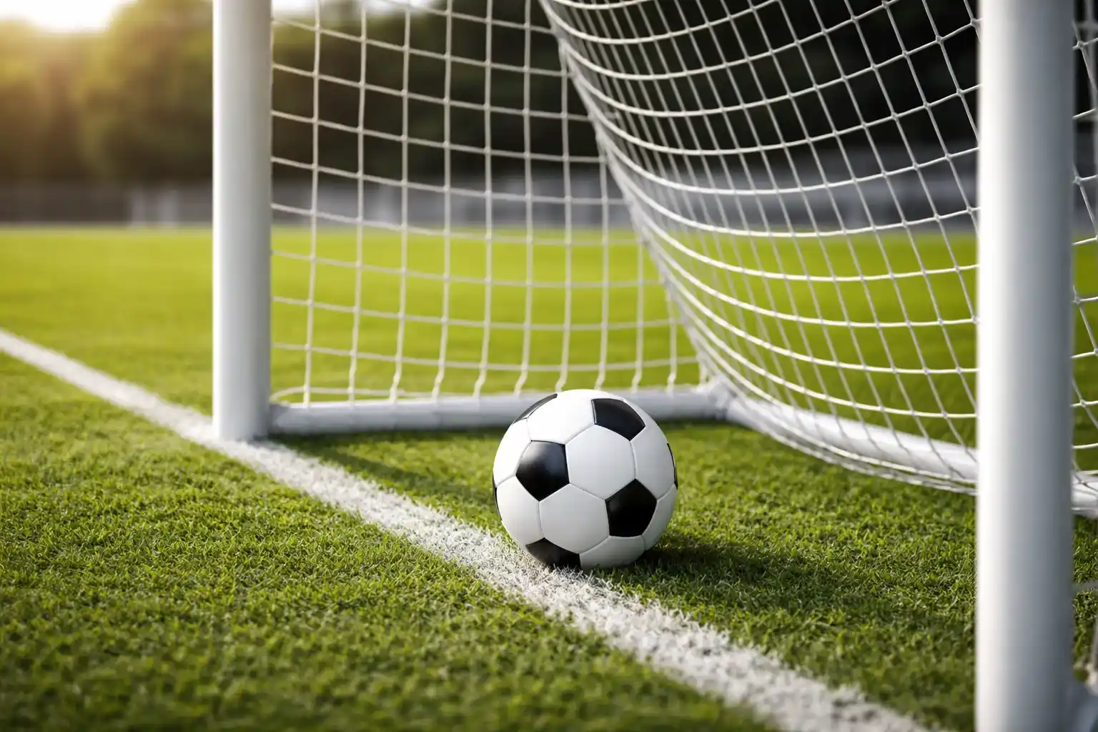 Pallone da calcio che entra in rete durante una partita