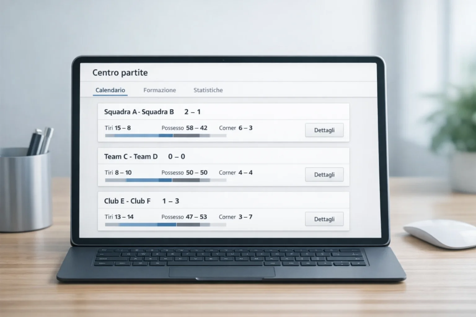 Schermo che mostra dati sportivi e statistiche
