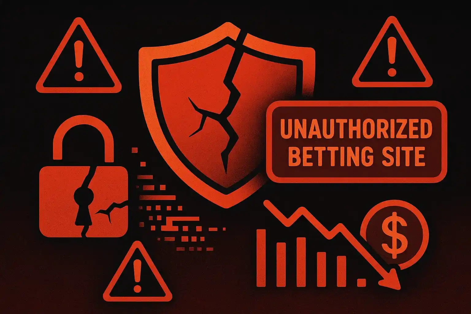 Simboli di pericolo e avvertimento sui rischi delle scommesse su siti non autorizzati