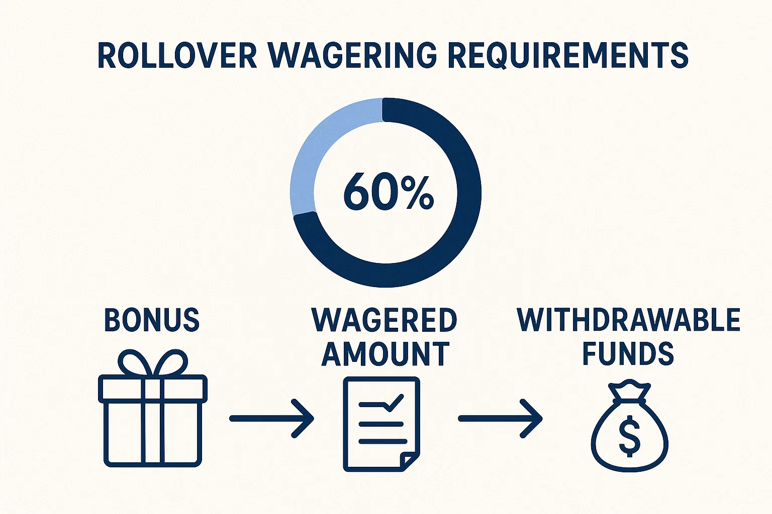 Infografica che spiega il funzionamento del rollover e dei requisiti di puntata